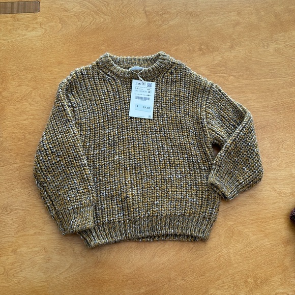 NWT Zara Boys Mustard & Brown sweater 3-4 years - Picture 2 of 3